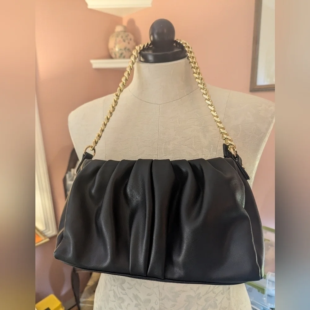 NWOT Madison West Rusched Bag in Black